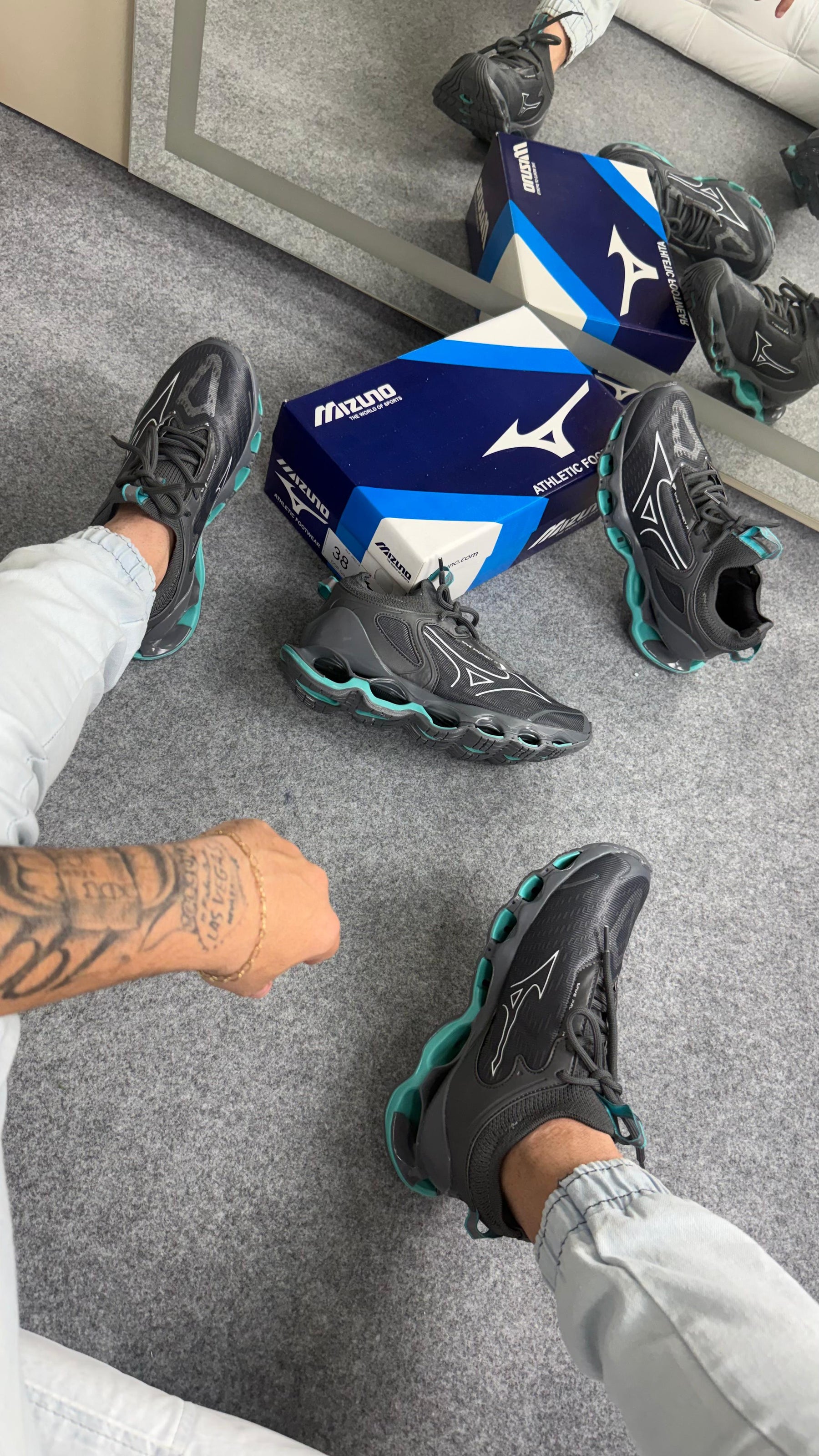 MIZUNO PRO 14 - GRAFITE/ VERDE AGUA