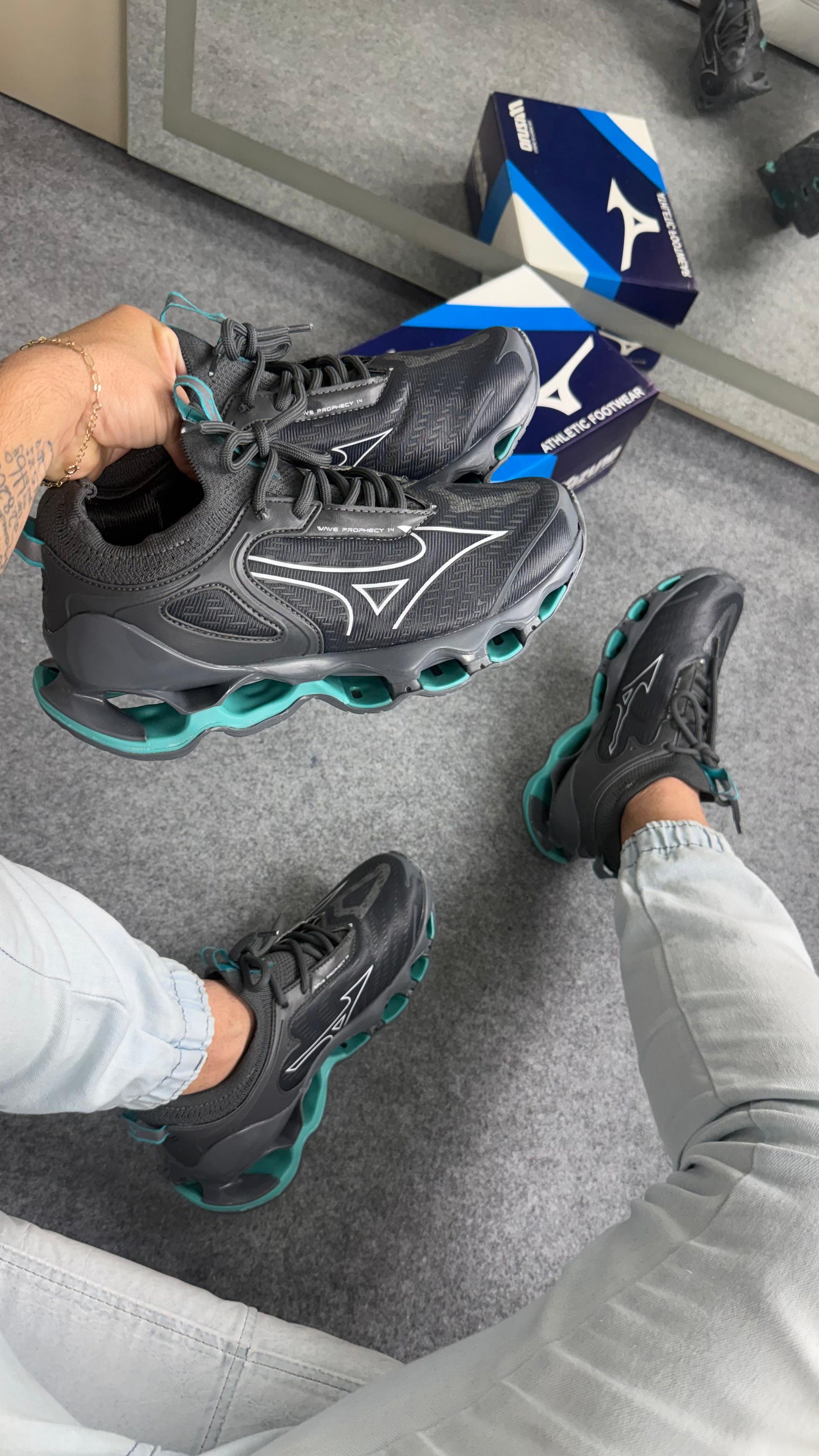 MIZUNO PRO 14 - GRAFITE/ VERDE AGUA